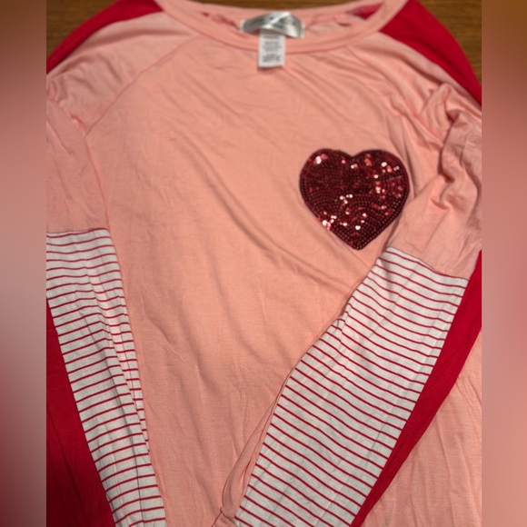 Love Kuza Pink and Red Heart Long Sleeve Top NWOT LAST CHANCE! - Picture 5 of 9